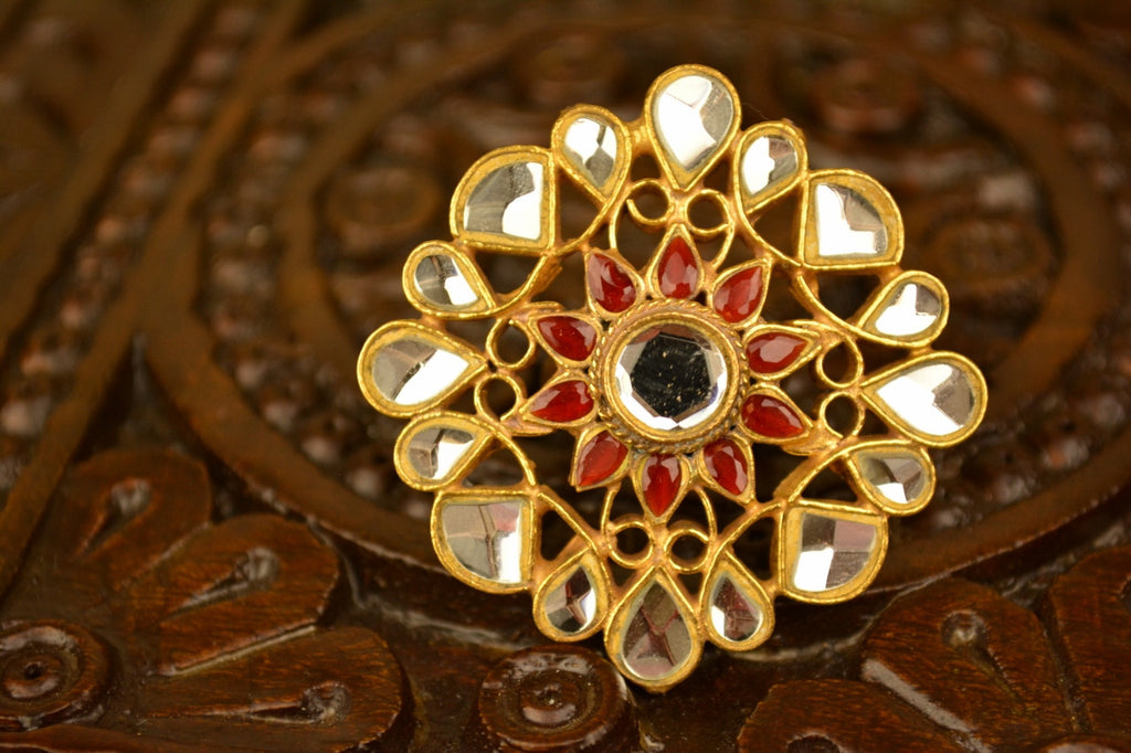Copper/Brass Flower Designer Kundan Ring, Adjustable at Rs 850/piece in  Jaipur