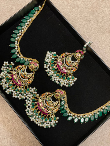 Mornee earrings and tikka set.