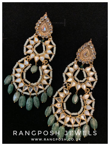 Emerald Kundan grand earrings